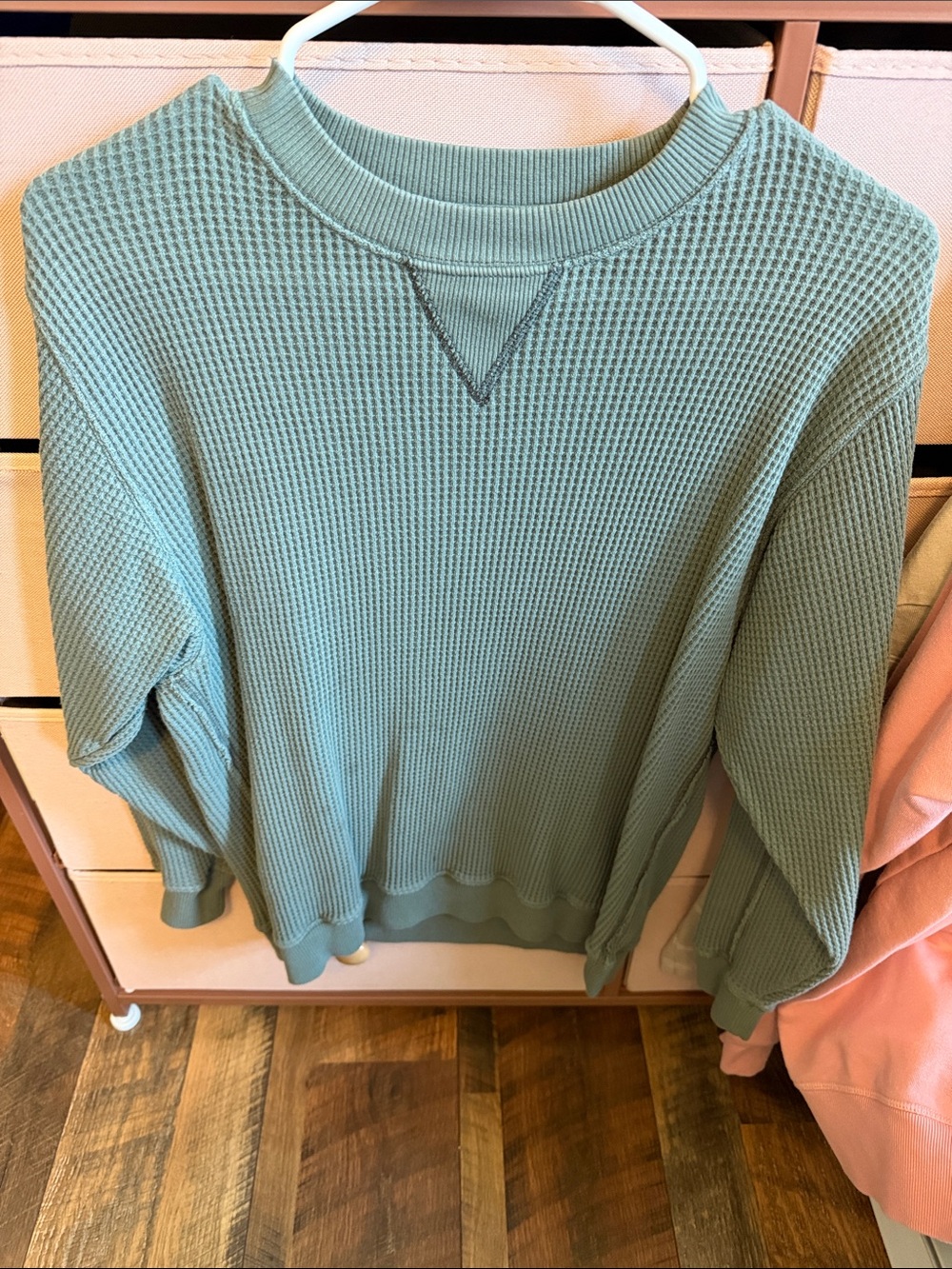 aerie Mint Green Waffle Crewneck Sweater
